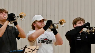 Gems trumpets rehearsing music from the 2026 production.